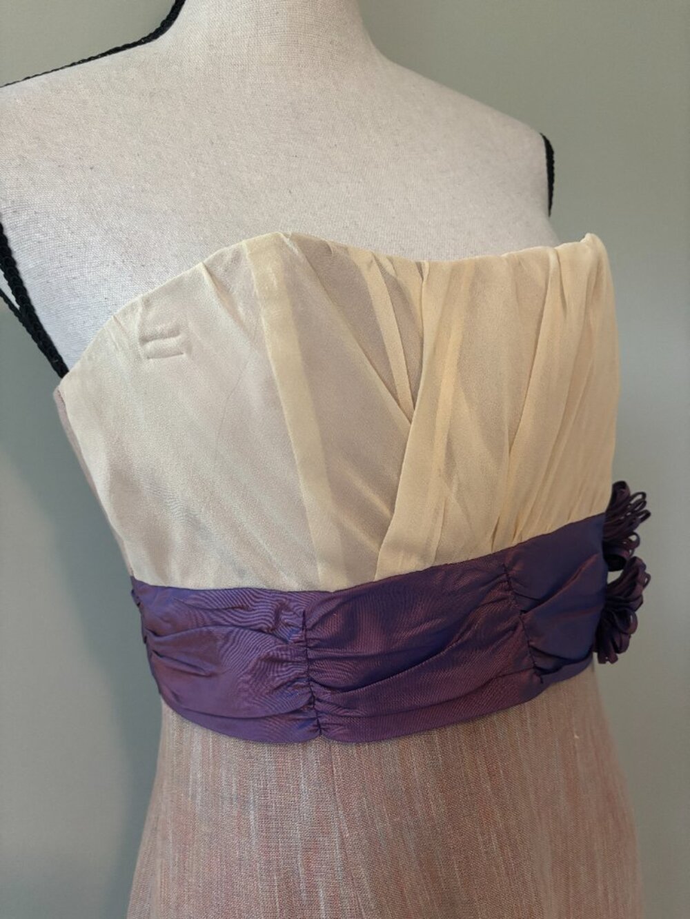Tracy Reese New York Strapless Linen Colorblock Dress Size 8 Like New - Picture 3 of 6